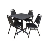 Regency Kobe Professional Square X - Base Breakroom Table with 4 Restaurant Stack Chairs 30