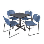 Regency Kobe Professional Square X - Base Breakroom Table with 4 Zeng Stack Chairs 30