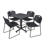 Regency Kobe Professional Square X - Base Breakroom Table with 4 Zeng Stack Chairs 30
