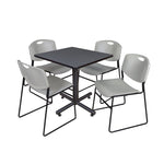 Regency Kobe Professional Square X - Base Breakroom Table with 4 Zeng Stack Chairs 30