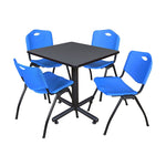 Regency Kobe Professional Square X - Base Breakroom Table with 4 M Stack Chairs 30