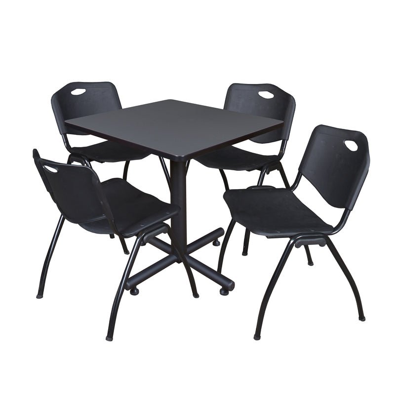Regency Kobe Professional Square X - Base Breakroom Table with 4 M Stack Chairs 30" W x 30" D x 29" H (REG - TKB3030 - 47) - SchoolOutlet