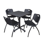 Regency Kobe Professional Square X - Base Breakroom Table with 4 M Stack Chairs 30