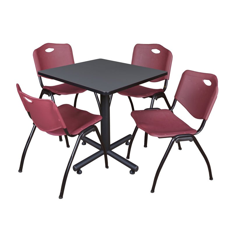 Regency Kobe Professional Square X - Base Breakroom Table with 4 M Stack Chairs 30" W x 30" D x 29" H (REG - TKB3030 - 47) - SchoolOutlet