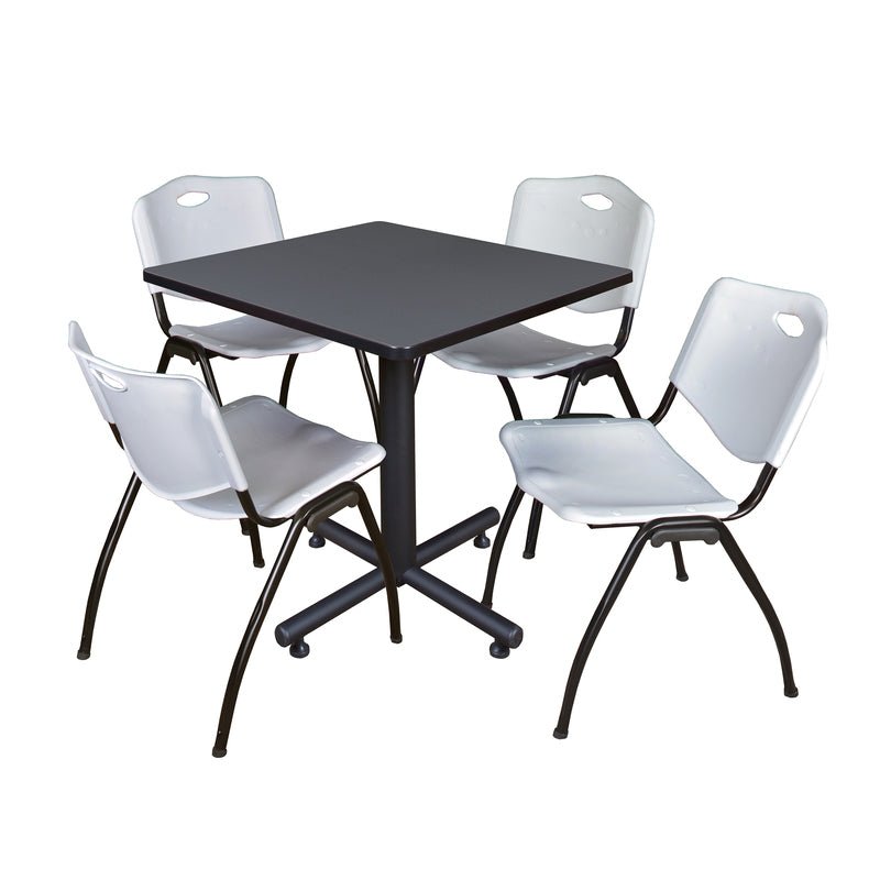 Regency Kobe Professional Square X - Base Breakroom Table with 4 M Stack Chairs 30" W x 30" D x 29" H (REG - TKB3030 - 47) - SchoolOutlet