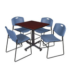 Regency Kobe Professional Square X - Base Breakroom Table with 4 Zeng Stack Chairs 30