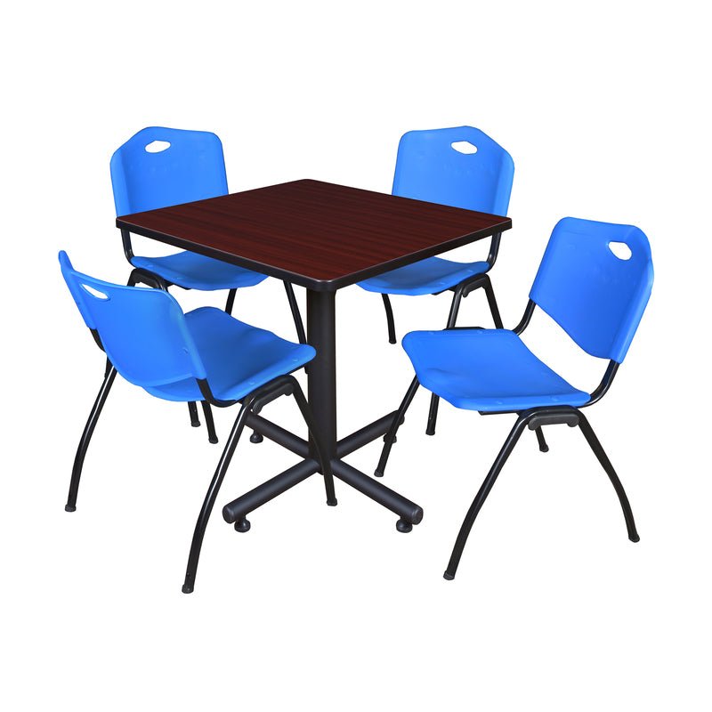 Regency Kobe Professional Square X - Base Breakroom Table with 4 M Stack Chairs 30" W x 30" D x 29" H (REG - TKB3030 - 47) - SchoolOutlet