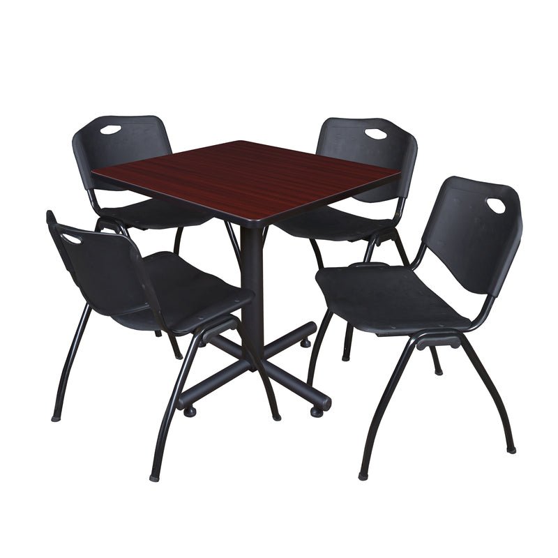 Regency Kobe Professional Square X - Base Breakroom Table with 4 M Stack Chairs 30" W x 30" D x 29" H (REG - TKB3030 - 47) - SchoolOutlet