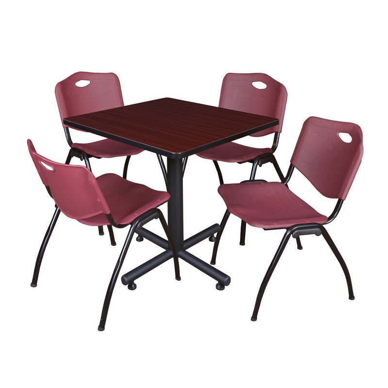Regency Kobe Professional Square X - Base Breakroom Table with 4 M Stack Chairs 30" W x 30" D x 29" H (REG - TKB3030 - 47) - SchoolOutlet