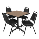 Regency Kobe Professional Square X - Base Breakroom Table with 4 Restaurant Stack Chairs 30