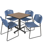 Regency Kobe Professional Square X - Base Breakroom Table with 4 Zeng Stack Chairs 30