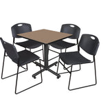 Regency Kobe Professional Square X - Base Breakroom Table with 4 Zeng Stack Chairs 30