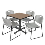 Regency Kobe Professional Square X - Base Breakroom Table with 4 Zeng Stack Chairs 30