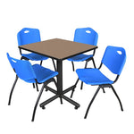 Regency Kobe Professional Square X - Base Breakroom Table with 4 M Stack Chairs 30