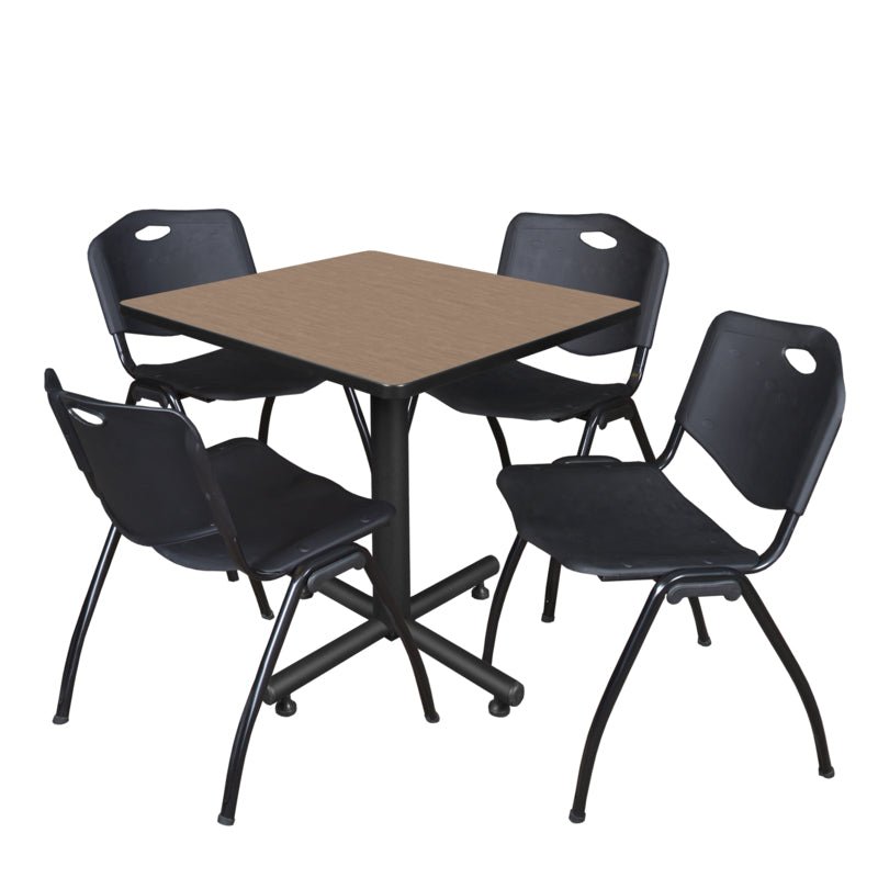 Regency Kobe Professional Square X - Base Breakroom Table with 4 M Stack Chairs 30" W x 30" D x 29" H (REG - TKB3030 - 47) - SchoolOutlet