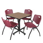 Regency Kobe Professional Square X - Base Breakroom Table with 4 M Stack Chairs 30