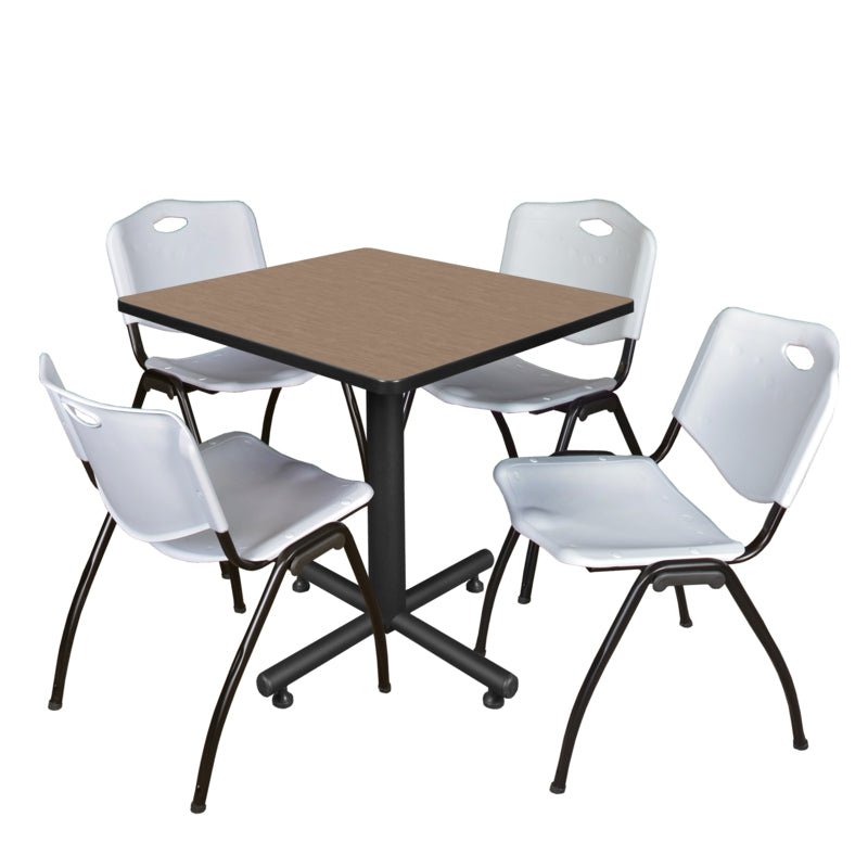 Regency Kobe Professional Square X - Base Breakroom Table with 4 M Stack Chairs 30" W x 30" D x 29" H (REG - TKB3030 - 47) - SchoolOutlet