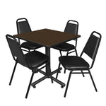 Regency Kobe Professional Square X - Base Breakroom Table with 4 Restaurant Stack Chairs 30
