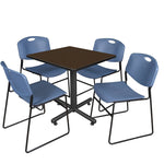 Regency Kobe Professional Square X - Base Breakroom Table with 4 Zeng Stack Chairs 30