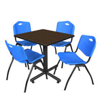 Regency Kobe Professional Square X - Base Breakroom Table with 4 M Stack Chairs 30