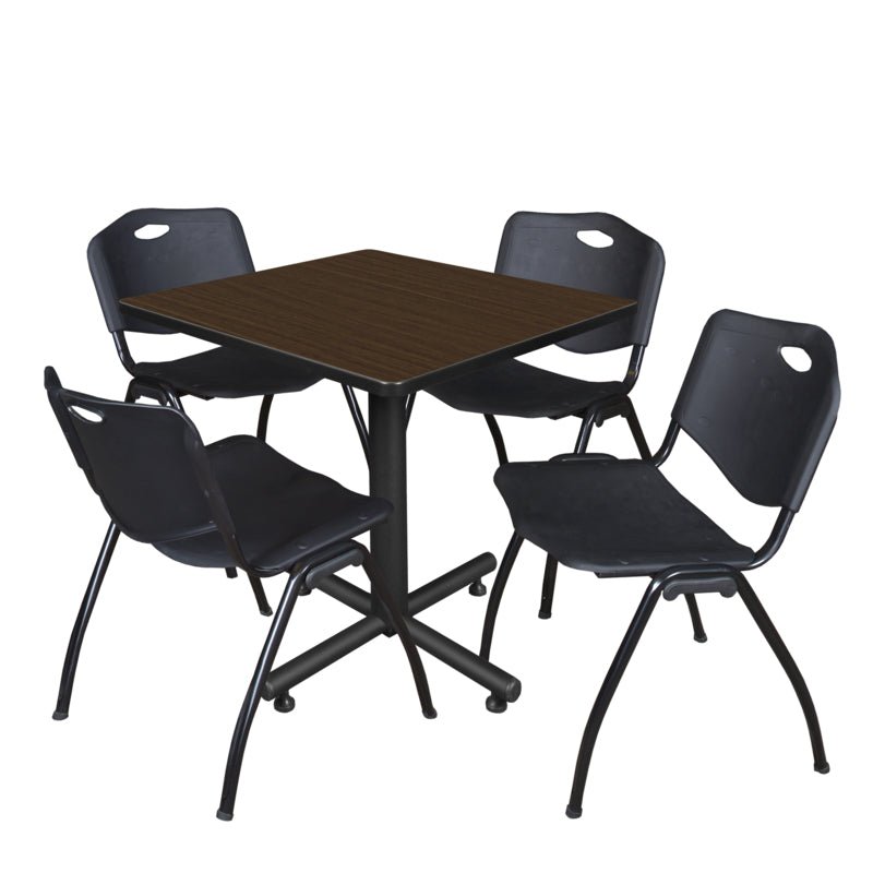 Regency Kobe Professional Square X - Base Breakroom Table with 4 M Stack Chairs 30" W x 30" D x 29" H (REG - TKB3030 - 47) - SchoolOutlet