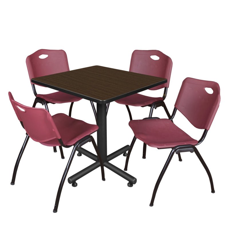 Regency Kobe Professional Square X - Base Breakroom Table with 4 M Stack Chairs 30" W x 30" D x 29" H (REG - TKB3030 - 47) - SchoolOutlet