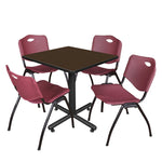 Regency Kobe Professional Square X - Base Breakroom Table with 4 M Stack Chairs 30