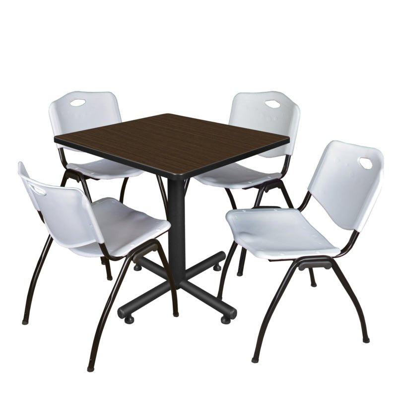 Regency Kobe Professional Square X - Base Breakroom Table with 4 M Stack Chairs 30" W x 30" D x 29" H (REG - TKB3030 - 47) - SchoolOutlet