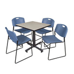 Regency Kobe Professional Square X - Base Breakroom Table with 4 Zeng Stack Chairs 30