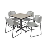 Regency Kobe Professional Square X - Base Breakroom Table with 4 Zeng Stack Chairs 30