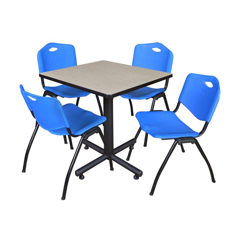 Regency Kobe Professional Square X - Base Breakroom Table with 4 M Stack Chairs 30" W x 30" D x 29" H (REG - TKB3030 - 47) - SchoolOutlet