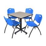 Regency Kobe Professional Square X - Base Breakroom Table with 4 M Stack Chairs 30