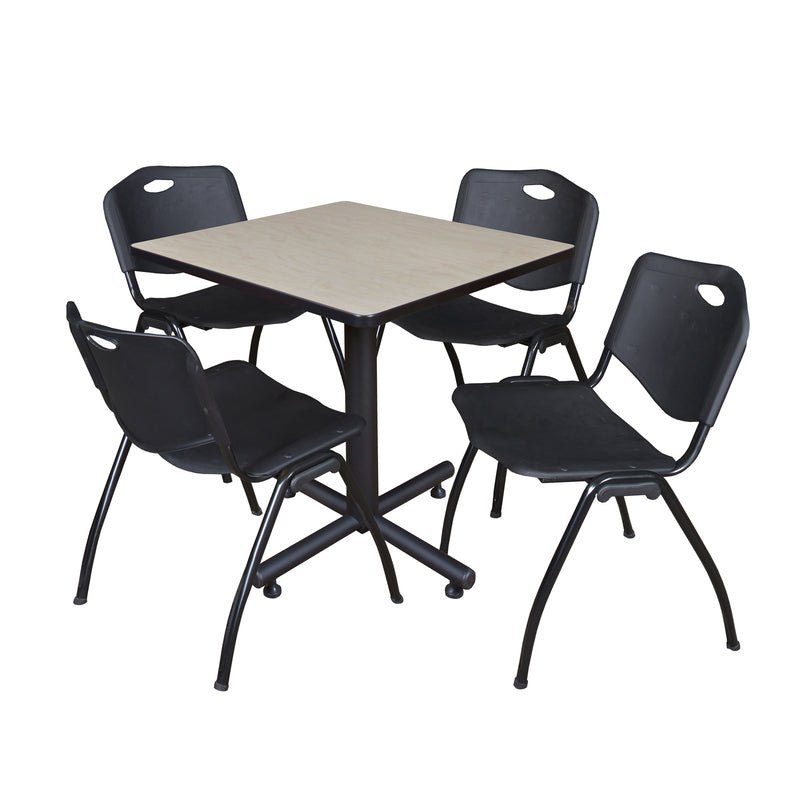 Regency Kobe Professional Square X - Base Breakroom Table with 4 M Stack Chairs 30" W x 30" D x 29" H (REG - TKB3030 - 47) - SchoolOutlet