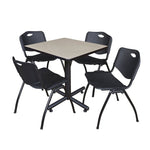 Regency Kobe Professional Square X - Base Breakroom Table with 4 M Stack Chairs 30