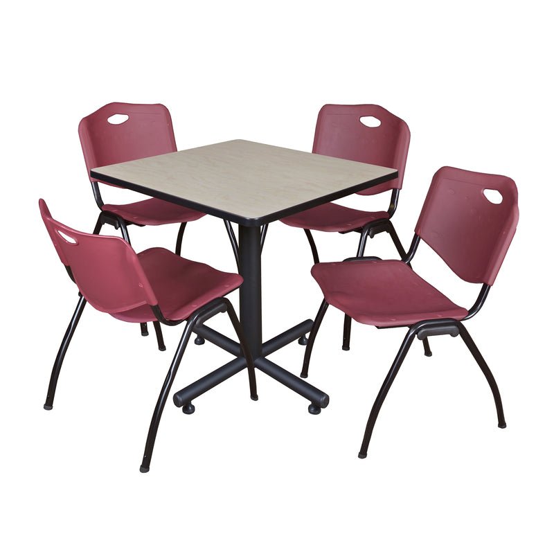 Regency Kobe Professional Square X - Base Breakroom Table with 4 M Stack Chairs 30" W x 30" D x 29" H (REG - TKB3030 - 47) - SchoolOutlet