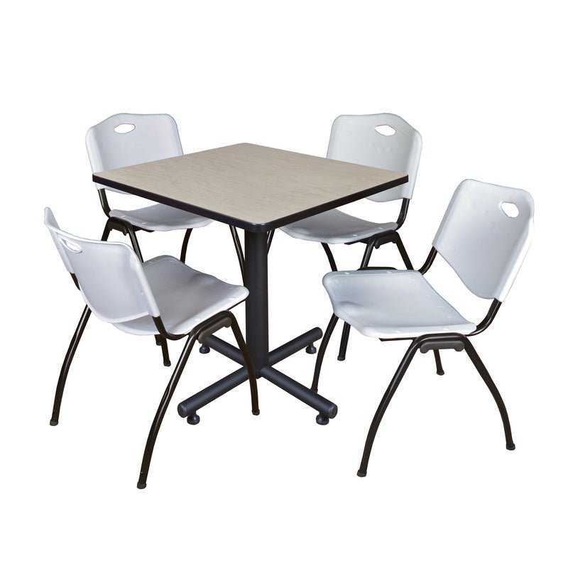 Regency Kobe Professional Square X - Base Breakroom Table with 4 M Stack Chairs 30" W x 30" D x 29" H (REG - TKB3030 - 47) - SchoolOutlet