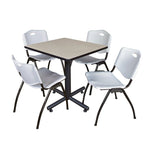 Regency Kobe Professional Square X - Base Breakroom Table with 4 M Stack Chairs 30