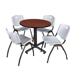 Regency Kobe Compact Round X - Base Breakroom Table with 4 M Stack Chairs 30