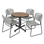 Regency Kobe Efficient Round X - Base Breakroom Table with 4 Zeng Stack Chairs 30
