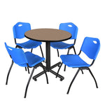 Regency Kobe Compact Round X - Base Breakroom Table with 4 M Stack Chairs 30