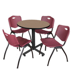 Regency Kobe Compact Round X - Base Breakroom Table with 4 M Stack Chairs 30
