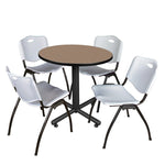 Regency Kobe Compact Round X - Base Breakroom Table with 4 M Stack Chairs 30