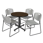 Regency Kobe Efficient Round X - Base Breakroom Table with 4 Zeng Stack Chairs 30