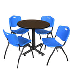 Regency Kobe Compact Round X - Base Breakroom Table with 4 M Stack Chairs 30