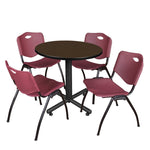 Regency Kobe Compact Round X - Base Breakroom Table with 4 M Stack Chairs 30