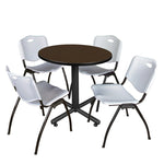 Regency Kobe Compact Round X - Base Breakroom Table with 4 M Stack Chairs 30