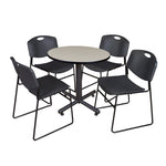 Regency Kobe Efficient Round X - Base Breakroom Table with 4 Zeng Stack Chairs 30