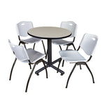 Regency Kobe Compact Round X - Base Breakroom Table with 4 M Stack Chairs 30