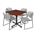 Regency Kobe High Capacity Square X - Base Breakroom Table with 4 Zeng Stack Chairs 36