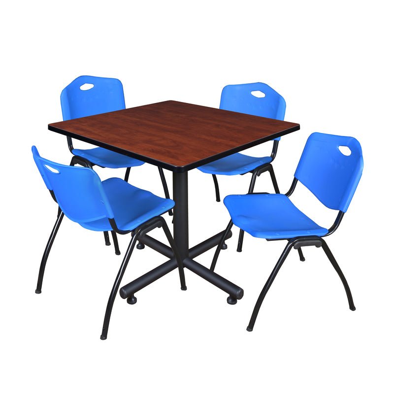 Regency Kobe Versatile Square X - Base Breakroom Table with 4 M Stack Chairs 36" W x 36" D x 29" H (REG - TKB3636 - 47) - SchoolOutlet